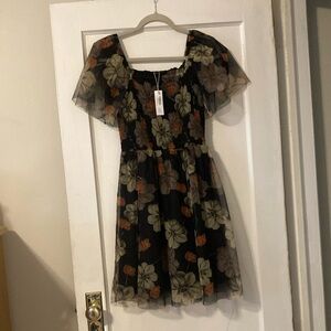 Baltic Born Black and Orange Floral Dress